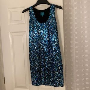 Maddox by Aidan Maddox Blue Sequin Party Dress. Size 4. Worn once.